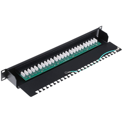 RS PRO Cat3 25 Port RJ45 Voice Patch Panel UTP 1U Black