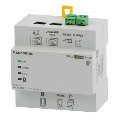 Socomec Serial Device Server, 2 Ethernet Port, 1 Serial Port, RS485 Interface, 115.2kbit/s Baud Rate