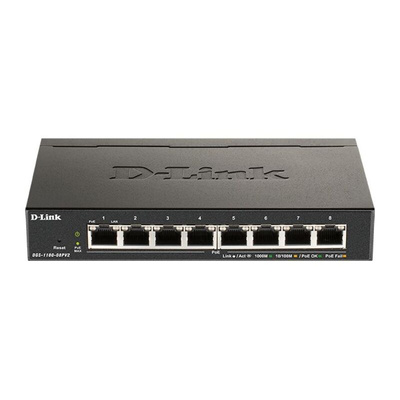 D-Link Wifi Router, Managed, Smart 8 Port Smart Switch With PoE EU