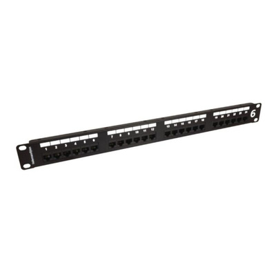 Amphenol Industrial HTC Series Cat6 24 Port RJ45 Patch Panel Unshielded 1U Black