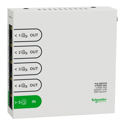 Schneider Electric R9H5SWP57, Unmanaged 4 Port Ethernet Switch With PoE