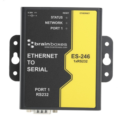 Brainboxes Serial Device Server, 1 Ethernet Port, 1 Serial Port, RS232 Interface, 1Mbit/s Baud Rate