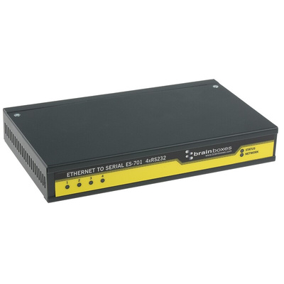 Brainboxes Serial Device Server, 1 Ethernet Port, 4 Serial Port, RS232 Interface, 1Mbit/s Baud Rate