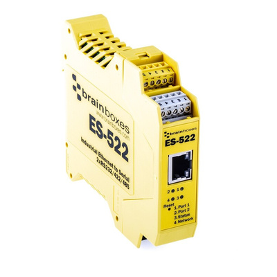 Brainboxes Serial Device Server, 1 Ethernet Port, 2 Serial Port, RS232, RS422, RS485 Interface, 1Mbit/s Baud Rate