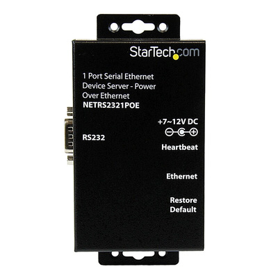 StarTech.com Serial Device Server, 1 Ethernet Port, 1 Serial Port, RS232 Interface