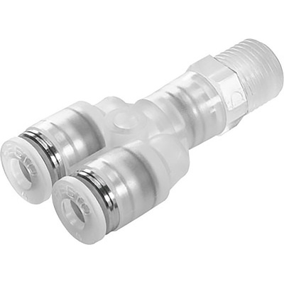 Festo Pneumatic Double Y Threaded-to-Tube Adapter, R 3/8 Male Thread, 12mm Tube Connection