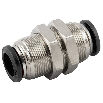 RS PRO Pneumatic Bulkhead Fitting Bulkhead Connector Push In 8 mm to Push In 8 mm