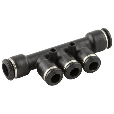 3 Outlet Ports Pneumatic Manifold Tube-to-Tube Fitting, Push In 8 mm