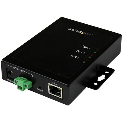 StarTech.com Serial Device Server, 1 Ethernet Port, 2 Serial Port, RS232 Interface, 460.8kbit/s Baud Rate