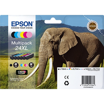 Epson 24XL Black, Cyan, Light Cyan, Light Magenta, Magenta, Yellow Ink Cartridge