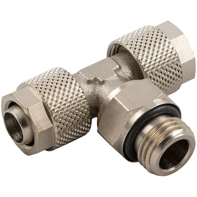 RS PRO Threaded-to-Tube Tee Connector Push In 8 mm x Push In 8 mm x R 1/4