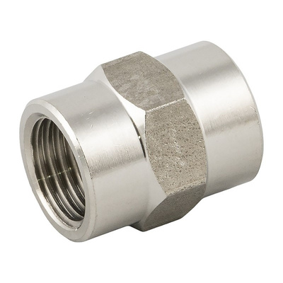RS PRO Stainless Steel Connector, G 1/4 Female To G 1/4 Female