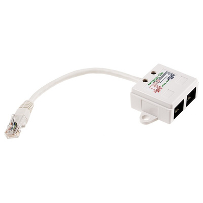 RS PRO 2-Port RJ45 T-Adapter, Cat5e, Unshielded