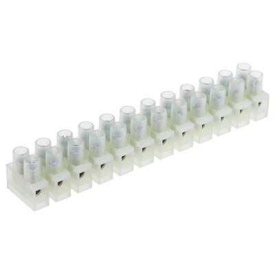 RS PRO Non-Fused Terminal Block, 12-Way, 24A, 2.5 mm² Wire, Screw Down Termination
