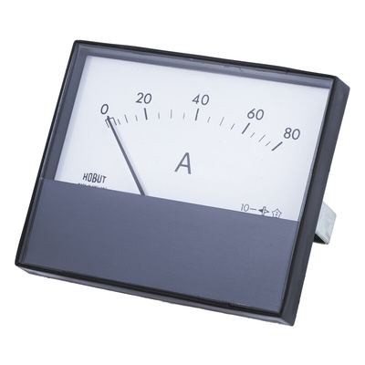 HOBUT R68M Analogue Panel Ammeter 80A DC, 63.5mm x 62.5mm, ±8 % Moving Magnet