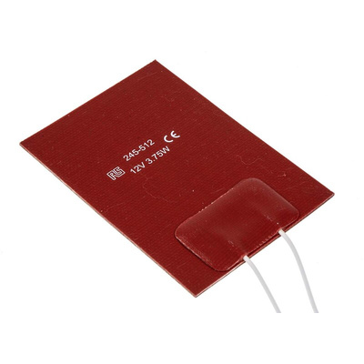 RS PRO Silicone Heater Mat, 3.75 W, 50 x 75mm, 12 V dc