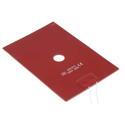 RS PRO Silicone Heater Mat, 50 W, 100 x 150mm, 240 V ac