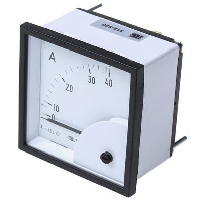 HOBUT D72SD Analogue Panel Ammeter 0/40A Direct Connected AC, 72mm x 72mm Moving Iron