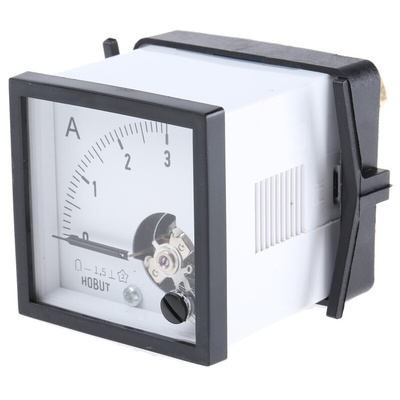 HOBUT D48MC Analogue Panel Ammeter 0/3A For Shunt 75mV DC, 48mm x 48mm Moving Coil