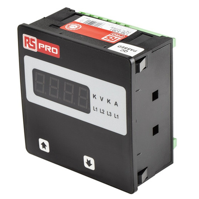 RS PRO Digital Ammeter AC, 92mm x 92mm, ±0.5% + 1 Digit
