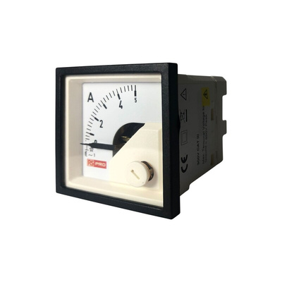 RS PRO Analogue Panel Ammeter 5 (Input, Scale)A AC, 45mm x 45mm, 1 % Moving Iron