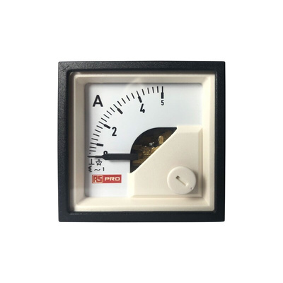 RS PRO Analogue Panel Ammeter 5 (Input, Scale)A AC, 45mm x 45mm, 1 % Moving Iron