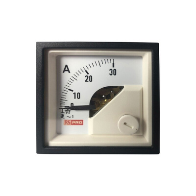 RS PRO Analogue Panel Ammeter 30 (Input, Scale)A AC, 45mm x 45mm, 1 % Moving Iron