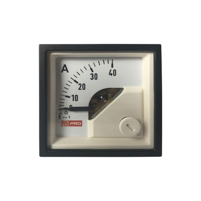 RS PRO Analogue Panel Ammeter 40 (Input, Scale)A AC, 45mm x 45mm, 1 % Moving Iron
