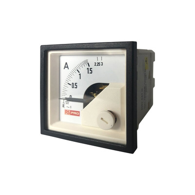 RS PRO Analogue Panel Ammeter 3 (Input, Scale)A AC, 45mm x 45mm, 1 % Moving Iron