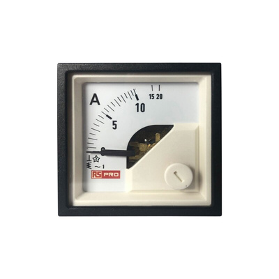 RS PRO Analogue Panel Ammeter 20 (Input)A AC, 45mm x 45mm, 1 % Moving Iron
