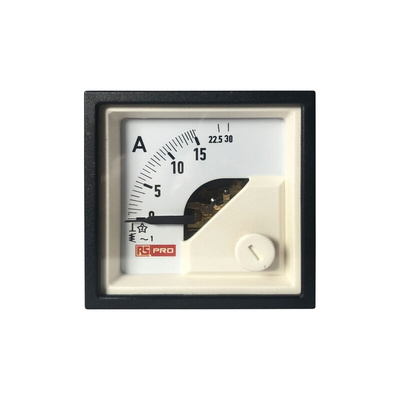 RS PRO Analogue Panel Ammeter 30 (Input)A AC, 45mm x 45mm, 1 % Moving Iron
