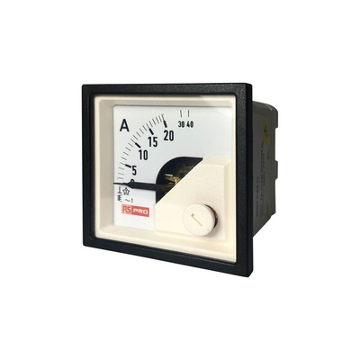 RS PRO Analogue Panel Ammeter 40 (Input)A AC, 45mm x 45mm, 1 % Moving Iron