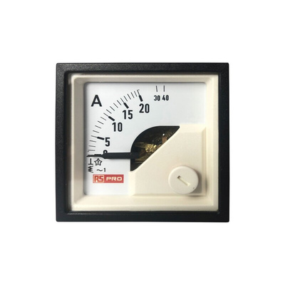 RS PRO Analogue Panel Ammeter 40 (Input)A AC, 45mm x 45mm, 1 % Moving Iron