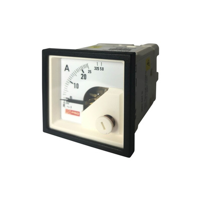 RS PRO Analogue Panel Ammeter 50 (Input)A AC, 45mm x 45mm, 1 % Moving Iron