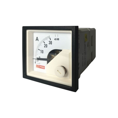 RS PRO Analogue Panel Ammeter 60 (Input)A AC, 45mm x 45mm, 1 % Moving Iron