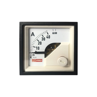RS PRO Analogue Panel Ammeter 80 (Input)A AC, 45mm x 45mm, 1 % Moving Iron