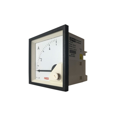 RS PRO Analogue Panel Ammeter 5 (Input, Scale)A AC, 68mm x 68mm, 1 % Moving Iron