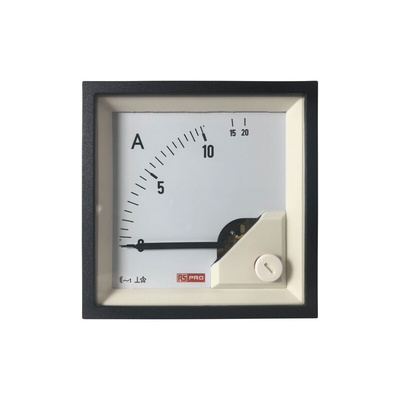 RS PRO Analogue Panel Ammeter 20 (Input)A AC, 68mm x 68mm, 1 % Moving Iron