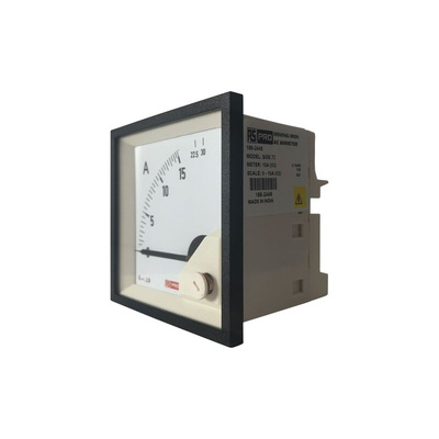 RS PRO Analogue Panel Ammeter 30 (Input)A AC, 68mm x 68mm, 1 % Moving Iron