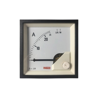 RS PRO Analogue Panel Ammeter 50 (Input)A AC, 68mm x 68mm, 1 % Moving Iron