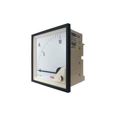 RS PRO Analogue Panel Ammeter 10 (Input)A AC, 92mm x 92mm, 1 % Moving Iron