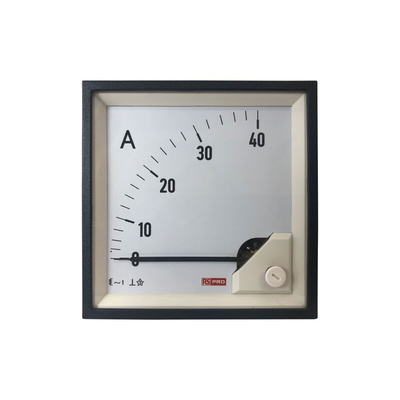 RS PRO Analogue Panel Ammeter 40 (Input)A AC, 92mm x 92mm, 1 % Moving Iron