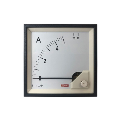 RS PRO Analogue Panel Ammeter 10 (Input, Scale)A AC, 92mm x 92mm, 1 % Moving Iron