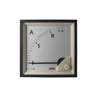 RS PRO Analogue Panel Ammeter 20 (Input)A AC, 92mm x 92mm, 1 % Moving Iron