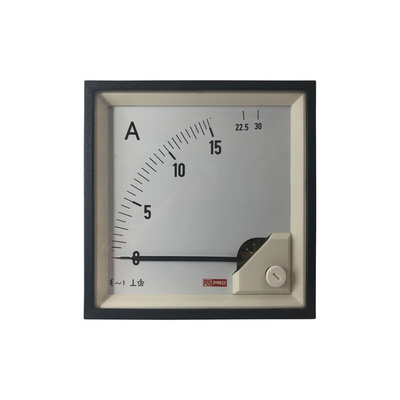 RS PRO Analogue Panel Ammeter 30 (Input)A AC, 92mm x 92mm, 1 % Moving Iron