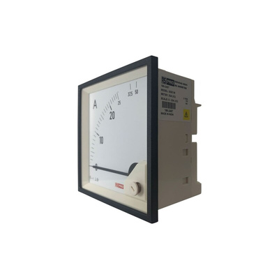 RS PRO Analogue Panel Ammeter 50 (Input)A AC, 92mm x 92mm, 1 % Moving Iron
