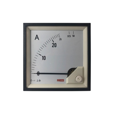 RS PRO Analogue Panel Ammeter 50 (Input)A AC, 92mm x 92mm, 1 % Moving Iron