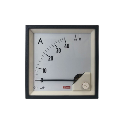 RS PRO Analogue Panel Ammeter 80 (Input)A AC, 92mm x 92mm, 1 % Moving Iron
