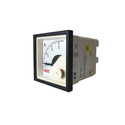 RS PRO Analogue Panel Ammeter 3A DC, 45mm x 45mm, 1 % Moving Coil