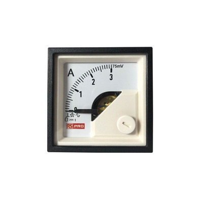 RS PRO Analogue Panel Ammeter 3A DC, 45mm x 45mm, 1 % Moving Coil